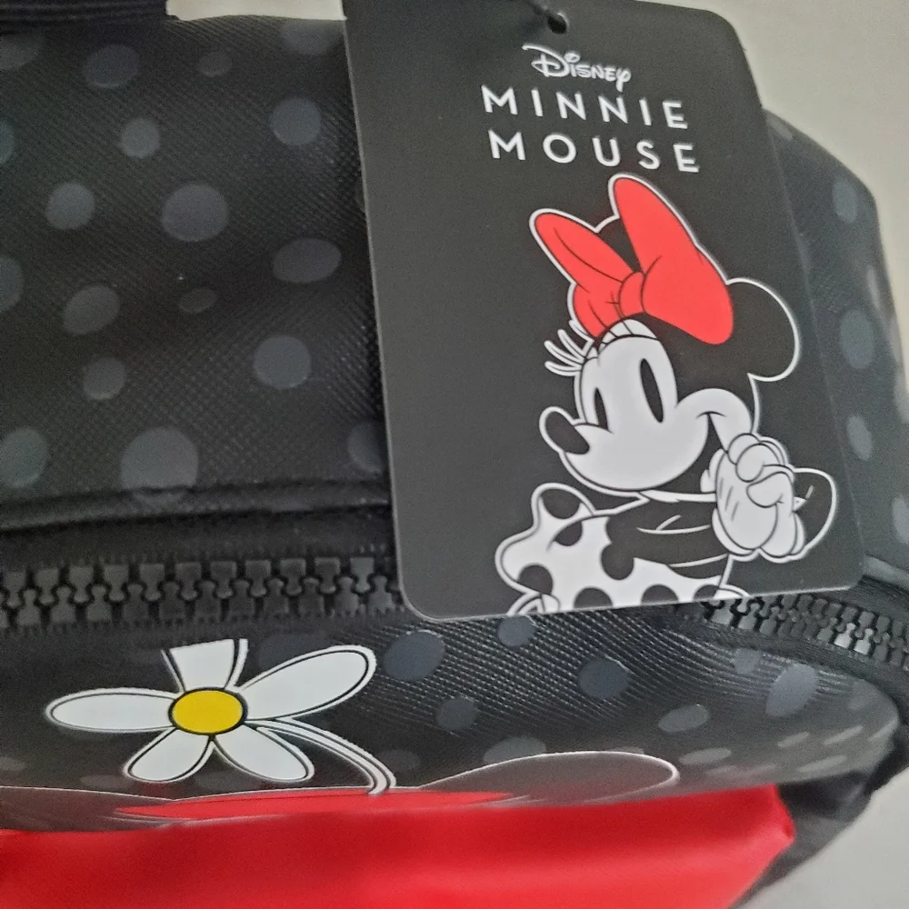 Disney NEW Minnie Mouse Black And Grey Polka Dot Backpack Purse